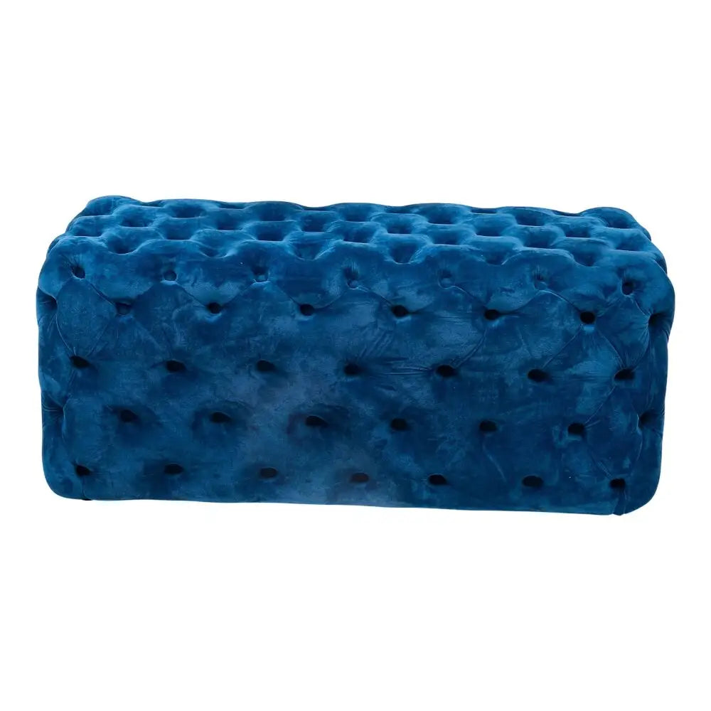 Elsa Navy Blue Velvet Ottoman-Rectangular - Furniture > Bedroom