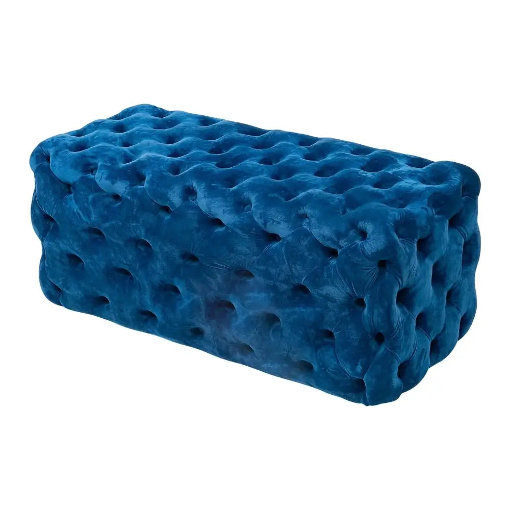 Elsa Navy Blue Velvet Ottoman-Rectangular - Furniture > Bedroom