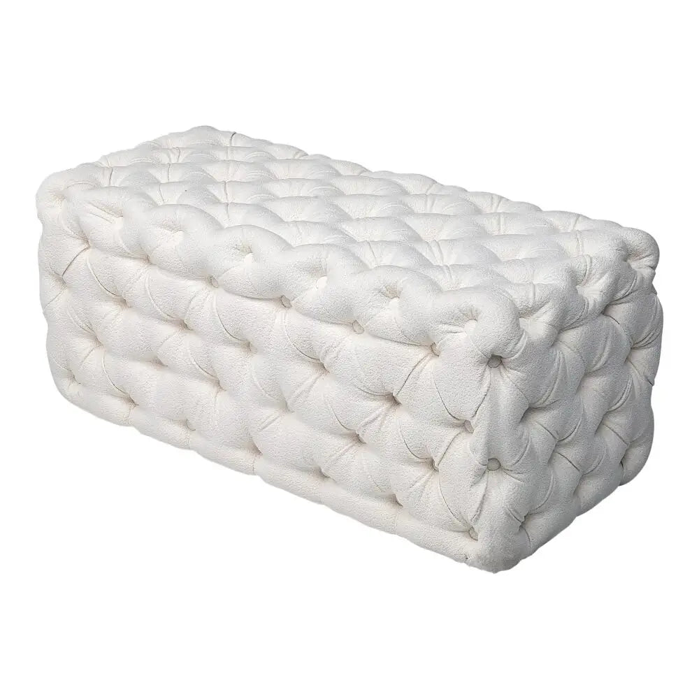 Elsa Tufted Ottoman Beach Boucle White-Rectangular - Furniture > Bedroom