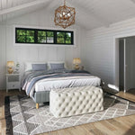 Elsa Tufted Ottoman Beach Boucle White-Rectangular - Furniture > Bedroom