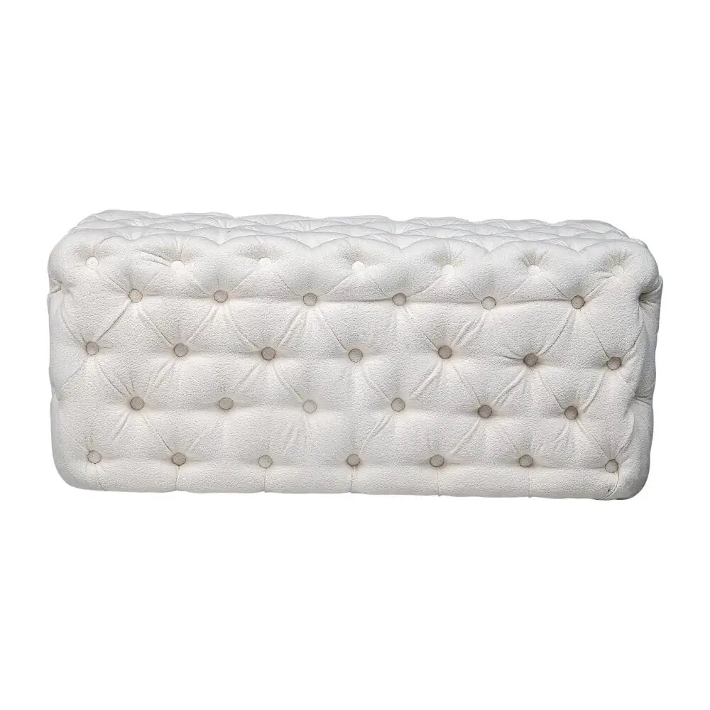 Elsa Tufted Ottoman Beach Boucle White-Rectangular - Furniture > Bedroom