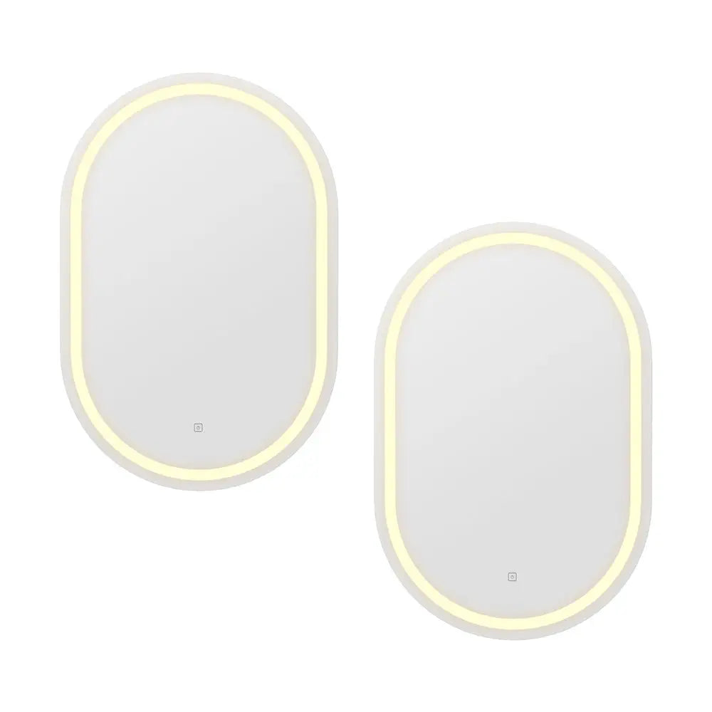 Embellir 2 LED Wall Mirror With Light 50X75CM Bathroom Decor Oval Mirrors Vanity - Health & Beauty > Makeup > Makeup