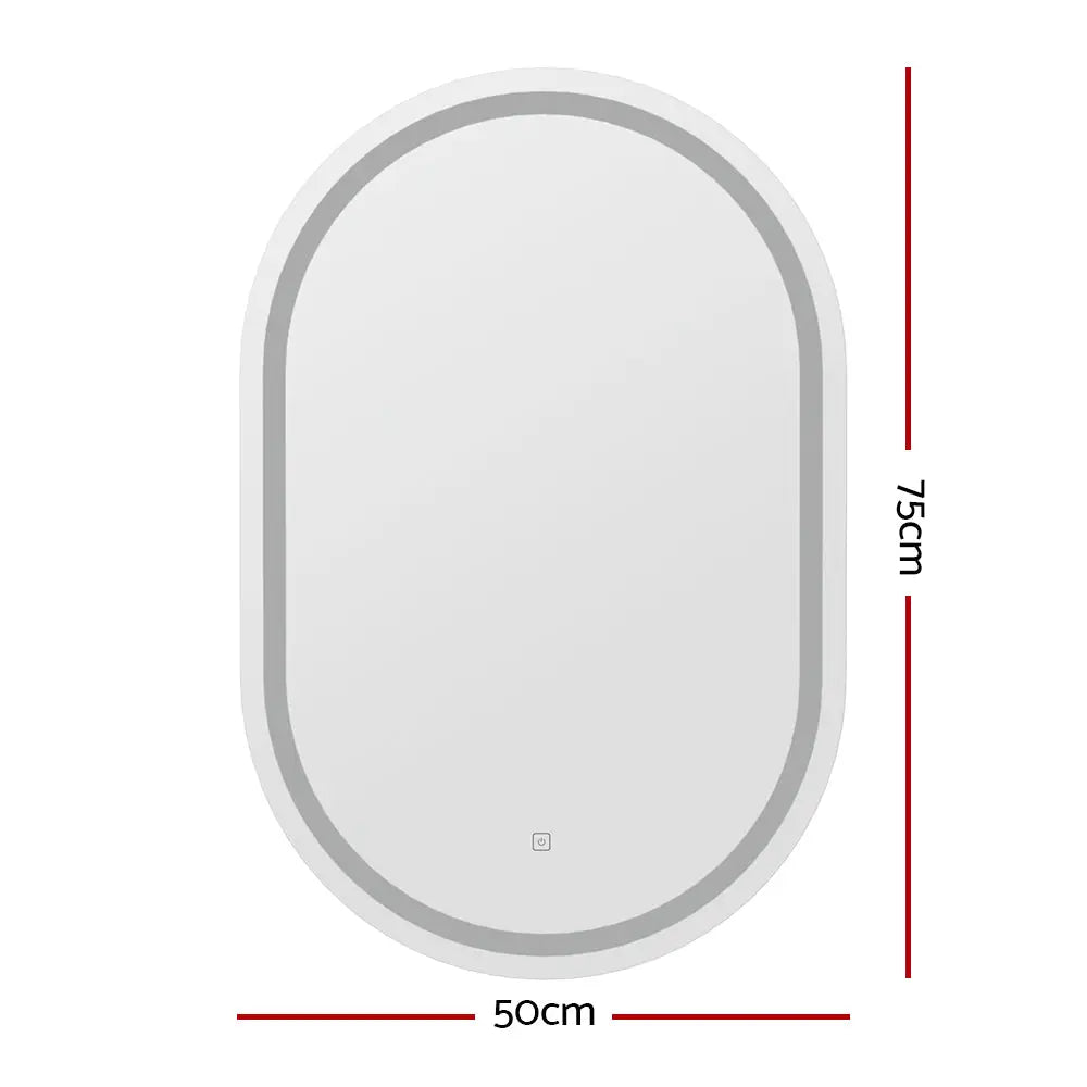 Embellir 2 LED Wall Mirror With Light 50X75CM Bathroom Decor Oval Mirrors Vanity - Health & Beauty > Makeup > Makeup