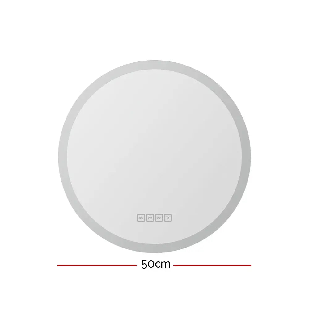 Embellir Bluetooth LED Wall Mirror With Light 50CM Bathroom Decor Round Mirrors - Home & Garden > Decor > Mirrors