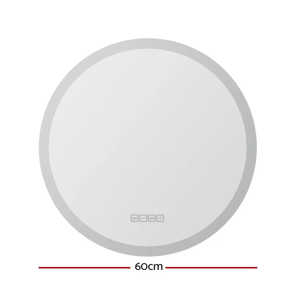 Embellir Bluetooth LED Wall Mirror With Light 60CM Bathroom Decor Round Mirrors - Home & Garden > Decor > Mirrors