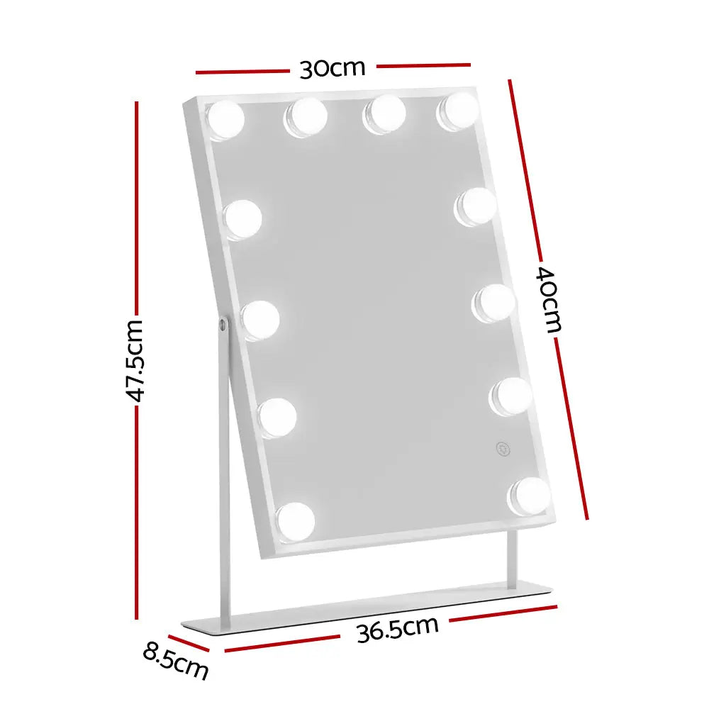 Embellir Bluetooth Makeup Mirror 30x40cm Hollywood Vanity with LED Light White - Home & Garden > Decor > Mirrors