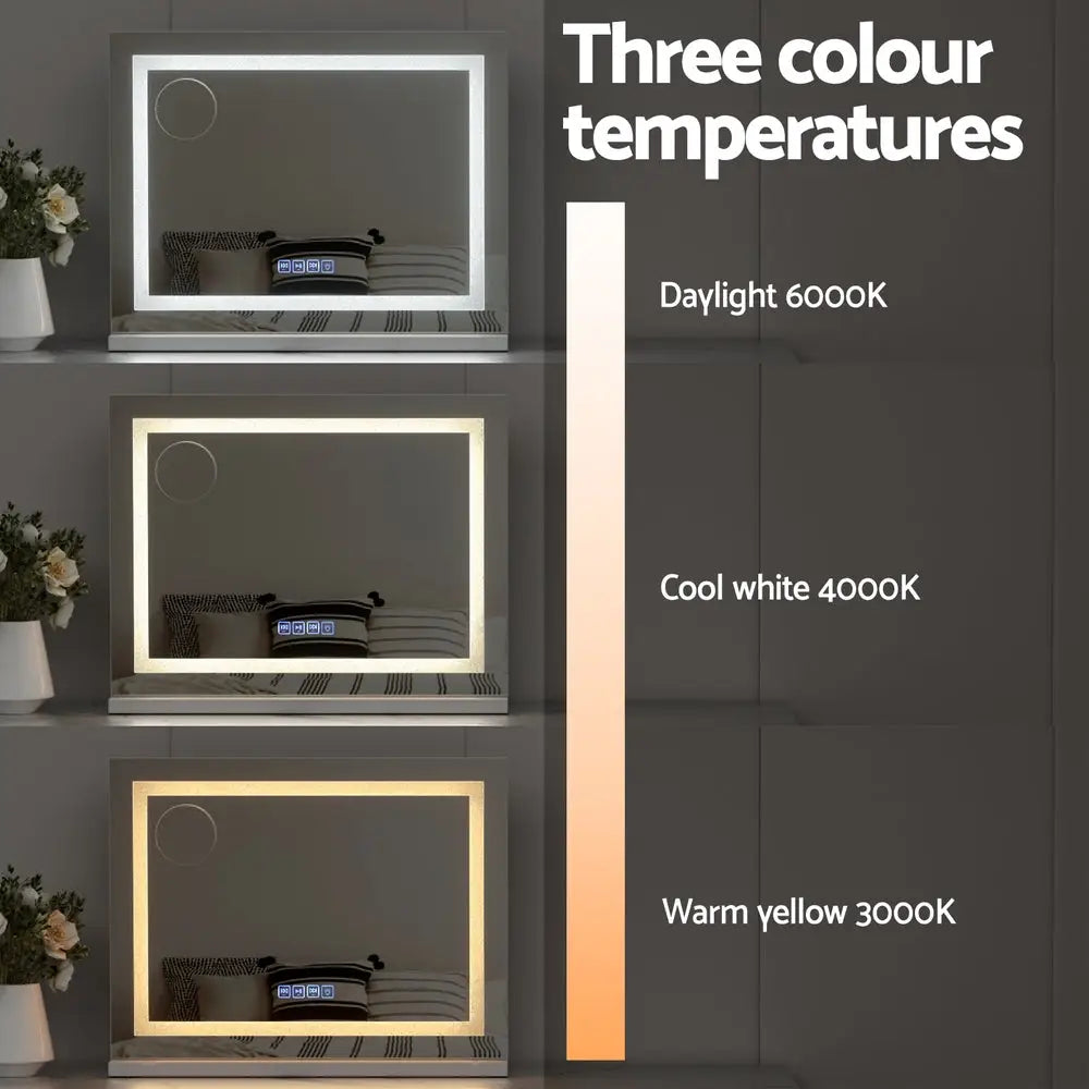 Embellir Bluetooth Makeup Mirror 58x46cm Hollywood Vanity with LED Light Crystal - Home & Garden > Decor > Mirrors