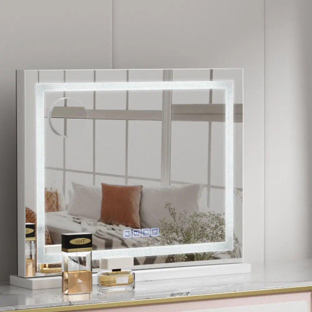 Embellir Bluetooth Makeup Mirror 58x46cm Hollywood Vanity with LED Light Crystal - Home & Garden > Decor > Mirrors