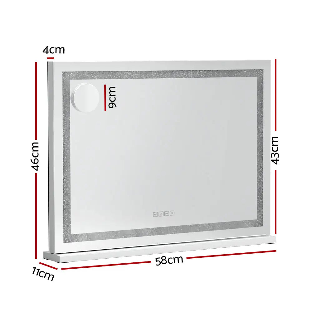 Embellir Bluetooth Makeup Mirror 58x46cm Hollywood Vanity with LED Light Crystal - Home & Garden > Decor > Mirrors