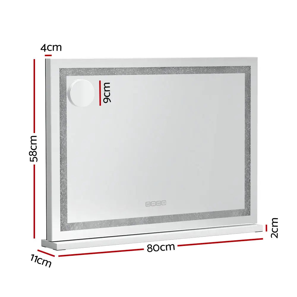 Embellir Bluetooth Makeup Mirror 80x58cm Hollywood Vanity with LED Light Crystal - Home & Garden > Decor > Mirrors