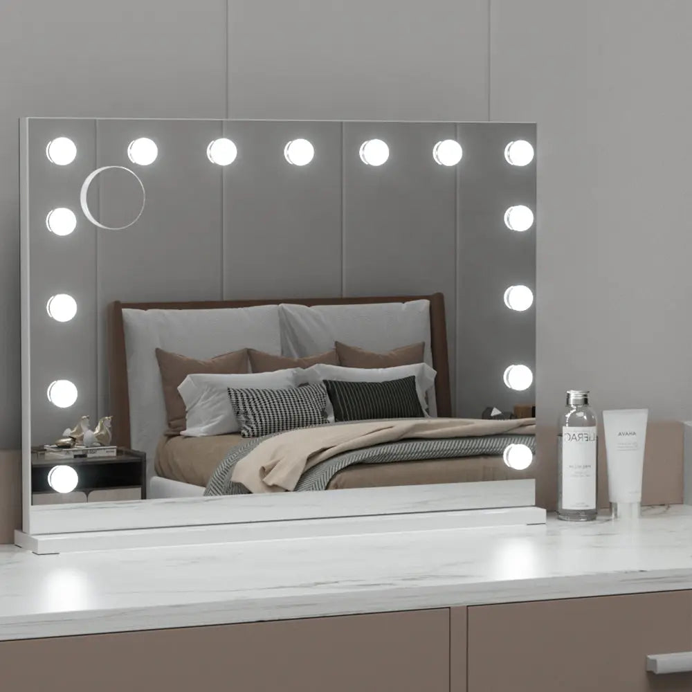Embellir Bluetooth Makeup Mirror 80x58cm Hollywood Vanity with LED Light Wall - Home & Garden > Decor > Mirrors