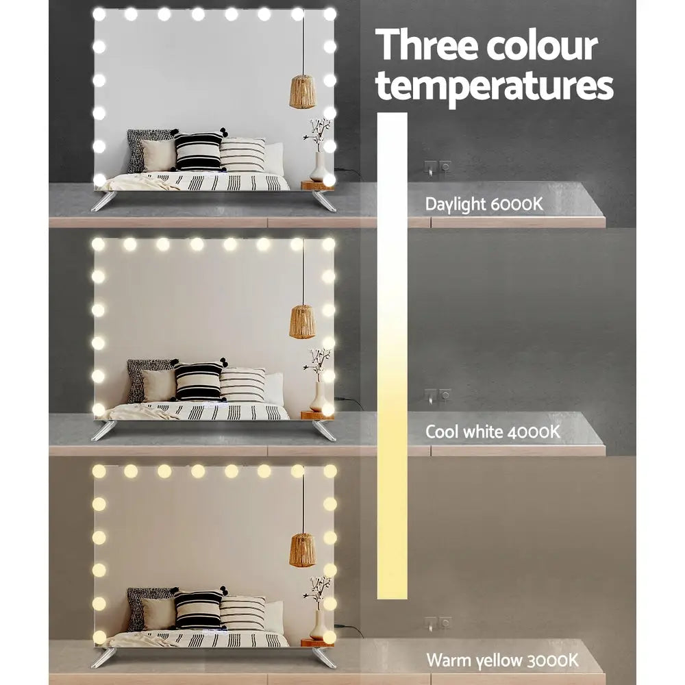 Embellir Bluetooth Makeup Mirror 80x65cm Hollywood Vanity with LED Light Wall - Home & Garden > Decor > Mirrors