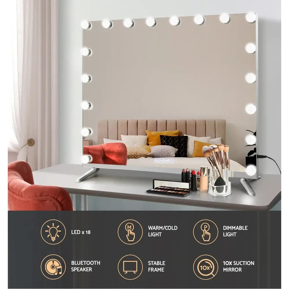 Embellir Bluetooth Makeup Mirror 80x65cm Hollywood Vanity with LED Light Wall - Home & Garden > Decor > Mirrors