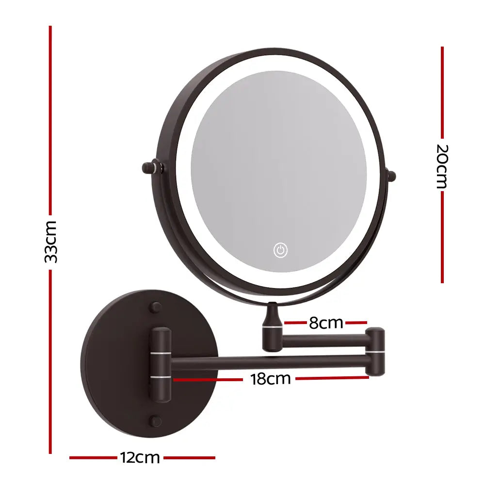 Embellir Extendable Makeup Mirror 10X Magnifying Double-Sided Bathroom Brown - Health & Beauty > Makeup > Makeup Mirrors