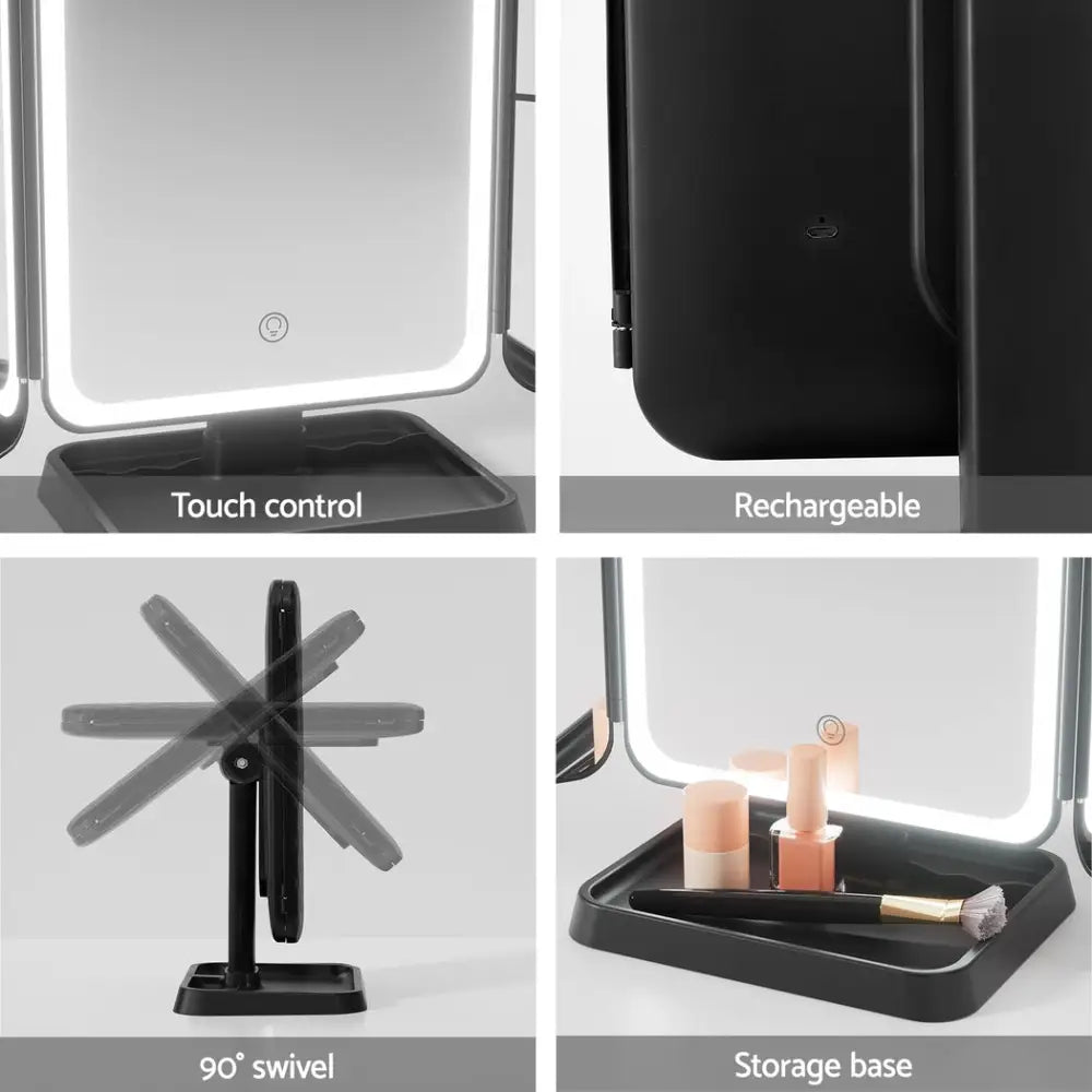 Embellir LED Makeup Mirror Tri-fold Lighted Vanity Mirrors 1X2X3X Magnifications - Health & Beauty > Makeup > Makeup