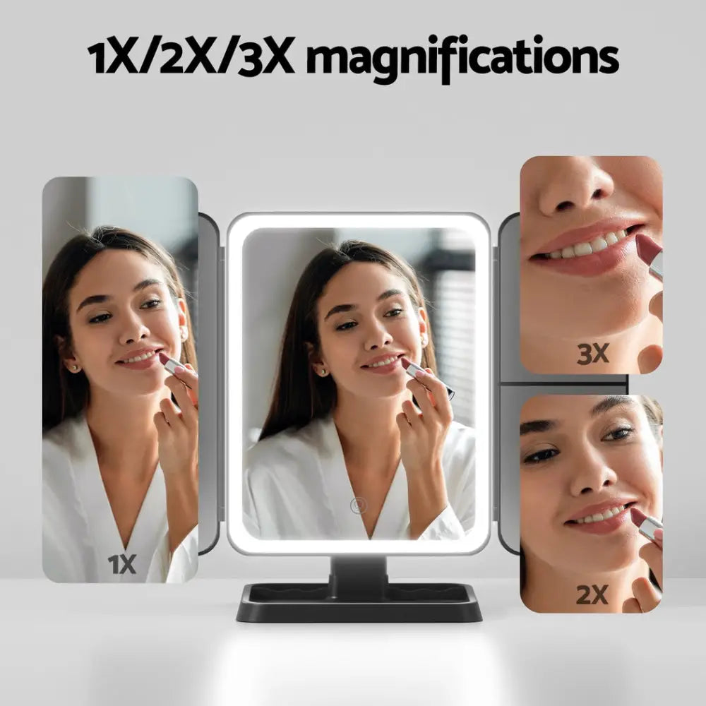 Embellir LED Makeup Mirror Tri-fold Lighted Vanity Mirrors 1X2X3X Magnifications - Health & Beauty > Makeup > Makeup