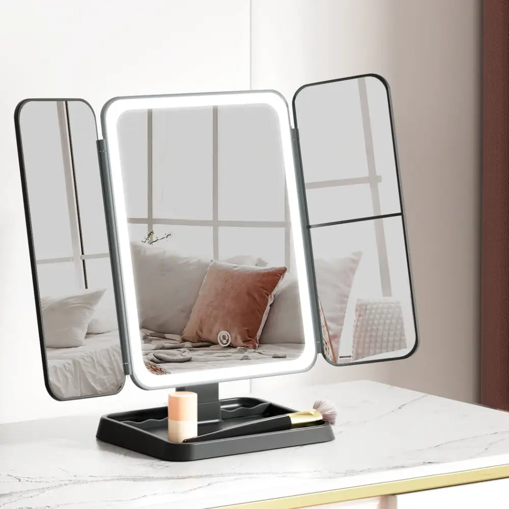 Embellir LED Makeup Mirror Tri-fold Lighted Vanity Mirrors 1X2X3X Magnifications - Health & Beauty > Makeup > Makeup