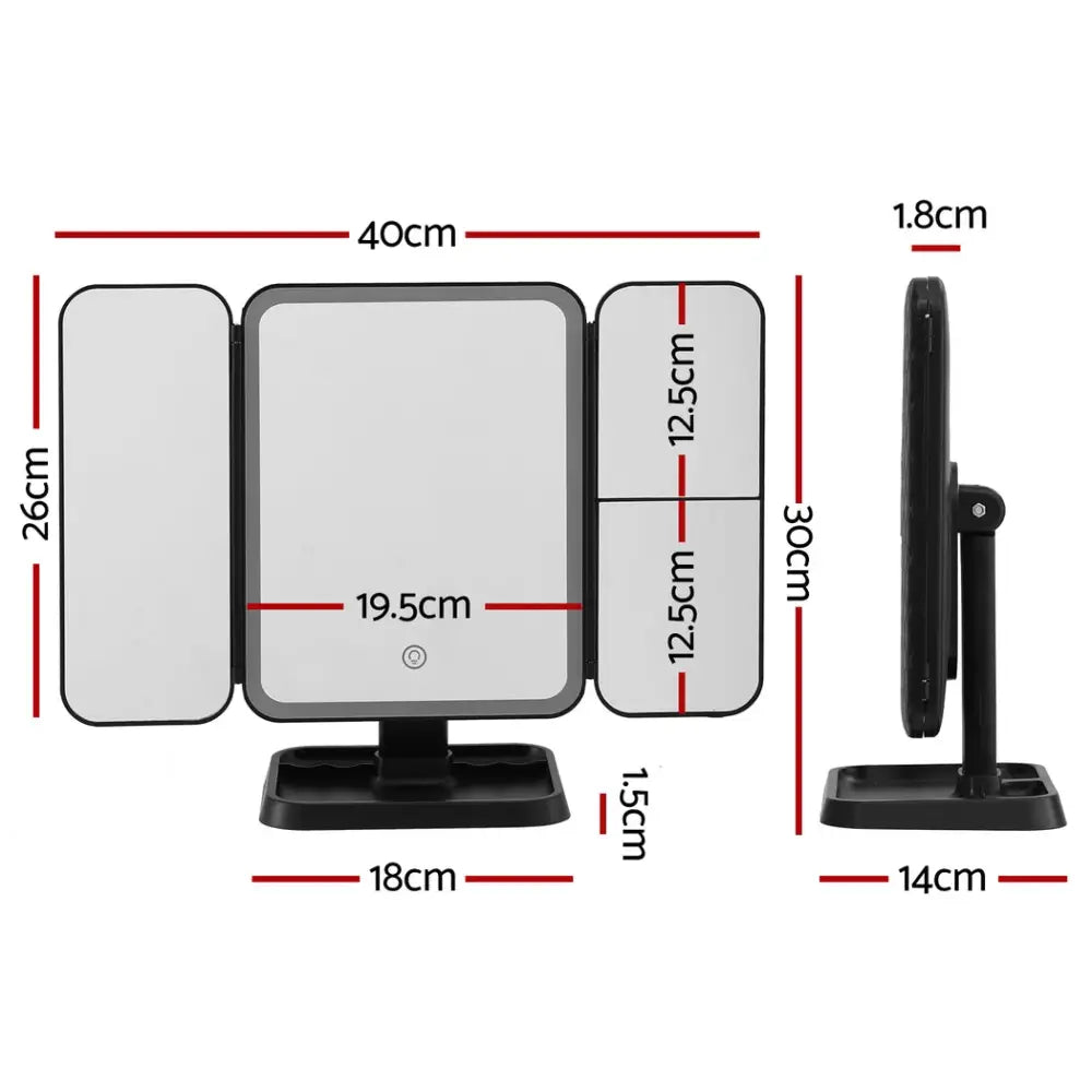 Embellir LED Makeup Mirror Tri-fold Lighted Vanity Mirrors 1X2X3X Magnifications - Health & Beauty > Makeup > Makeup
