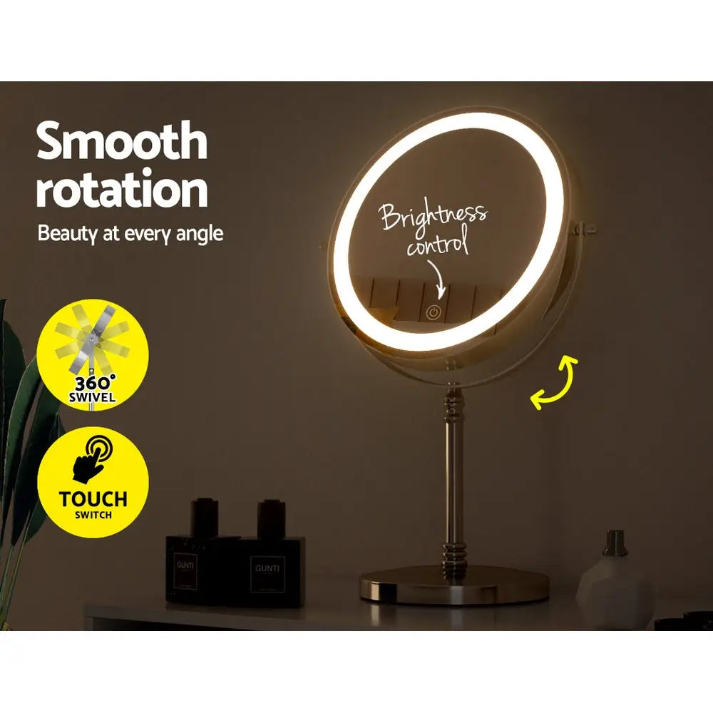 Embellir Makeup Mirror 20x20cm 10X Magnifying with LED Light Rotation Tabletop - Health & Beauty > Makeup > Makeup