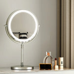 Embellir Makeup Mirror 20x20cm 10X Magnifying with LED Light Rotation Tabletop - Health & Beauty > Makeup > Makeup