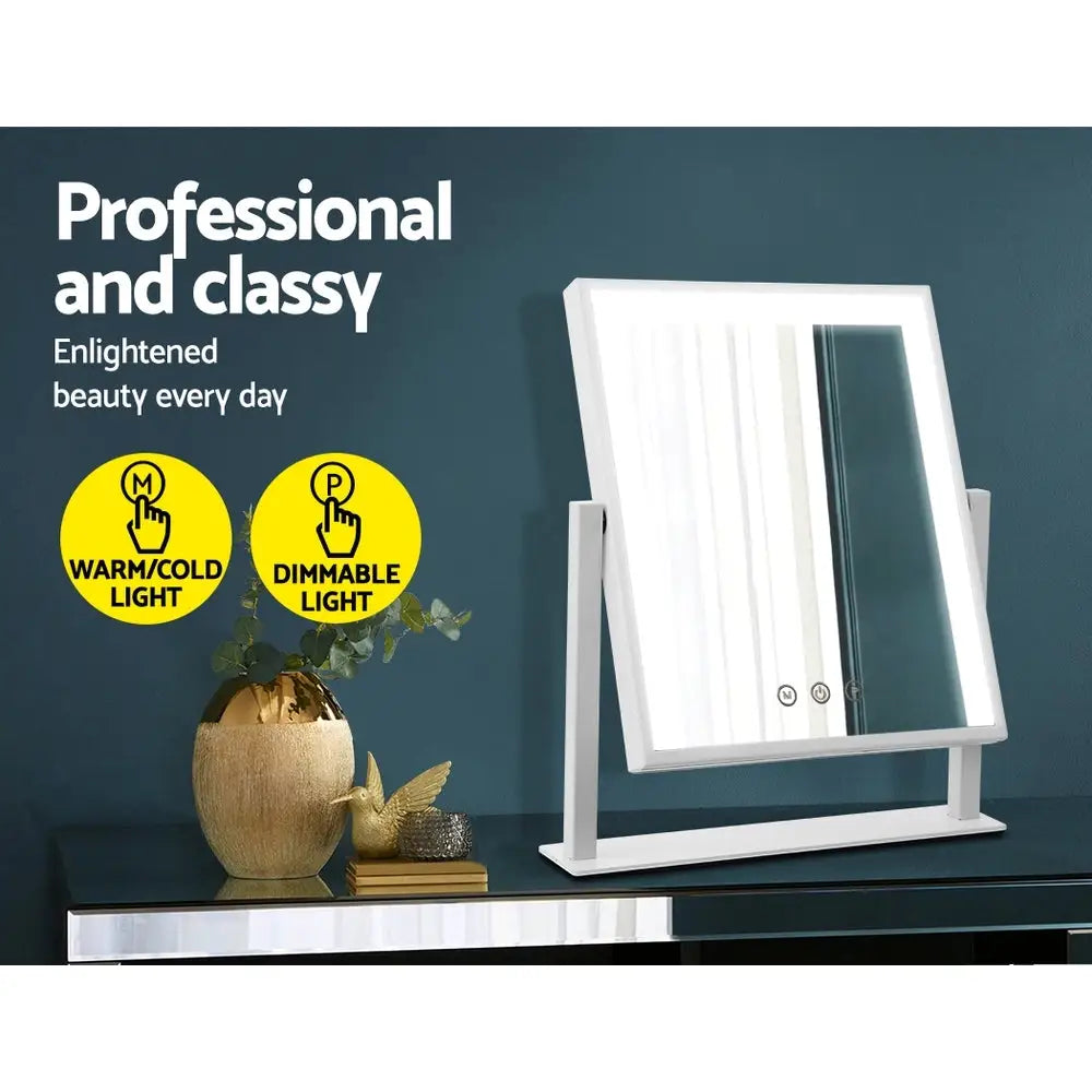 Embellir Makeup Mirror 25x30cm Hollywood Vanity with LED Light Rotation White - Health & Beauty > Makeup > Makeup