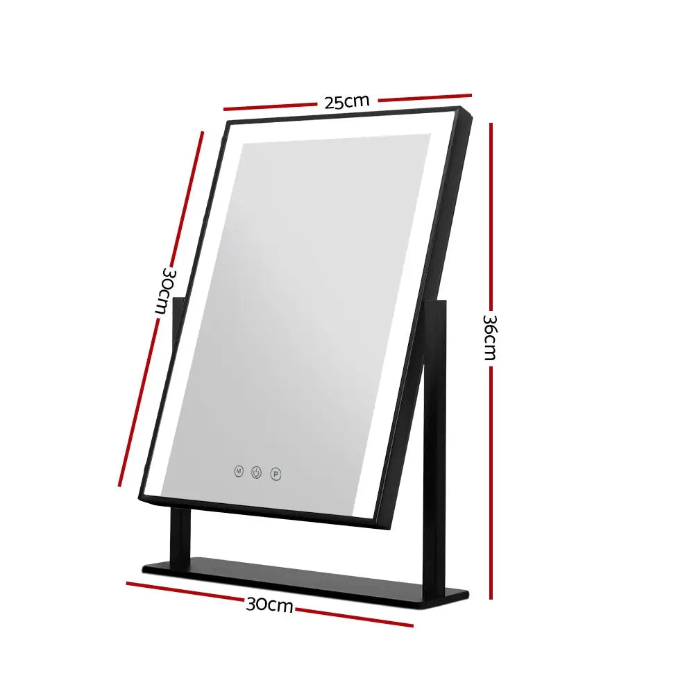 Embellir Makeup Mirror 25x30cm Hollywood Vanity with LED Light Rotation Black - Health & Beauty > Makeup > Makeup