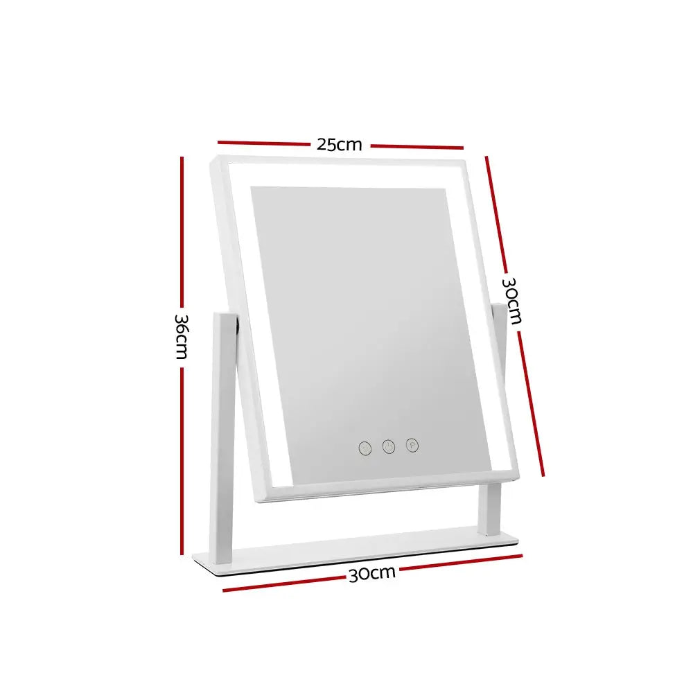Embellir Makeup Mirror 25x30cm Hollywood Vanity with LED Light Rotation White - Health & Beauty > Makeup > Makeup