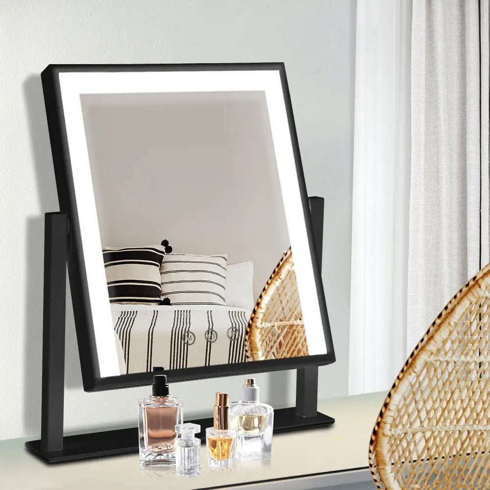 Embellir Makeup Mirror 25x30cm Hollywood Vanity with LED Light Rotation Black - Health & Beauty > Makeup > Makeup