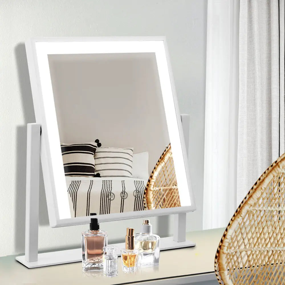 Embellir Makeup Mirror 25x30cm Hollywood Vanity with LED Light Rotation White - Health & Beauty > Makeup > Makeup