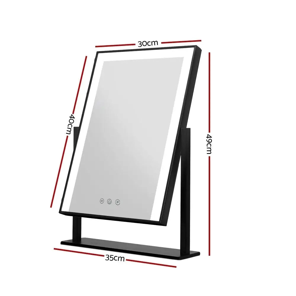 Embellir Makeup Mirror 30x40cm Hollywood Vanity with LED Light Rotation Black - Health & Beauty > Makeup > Makeup