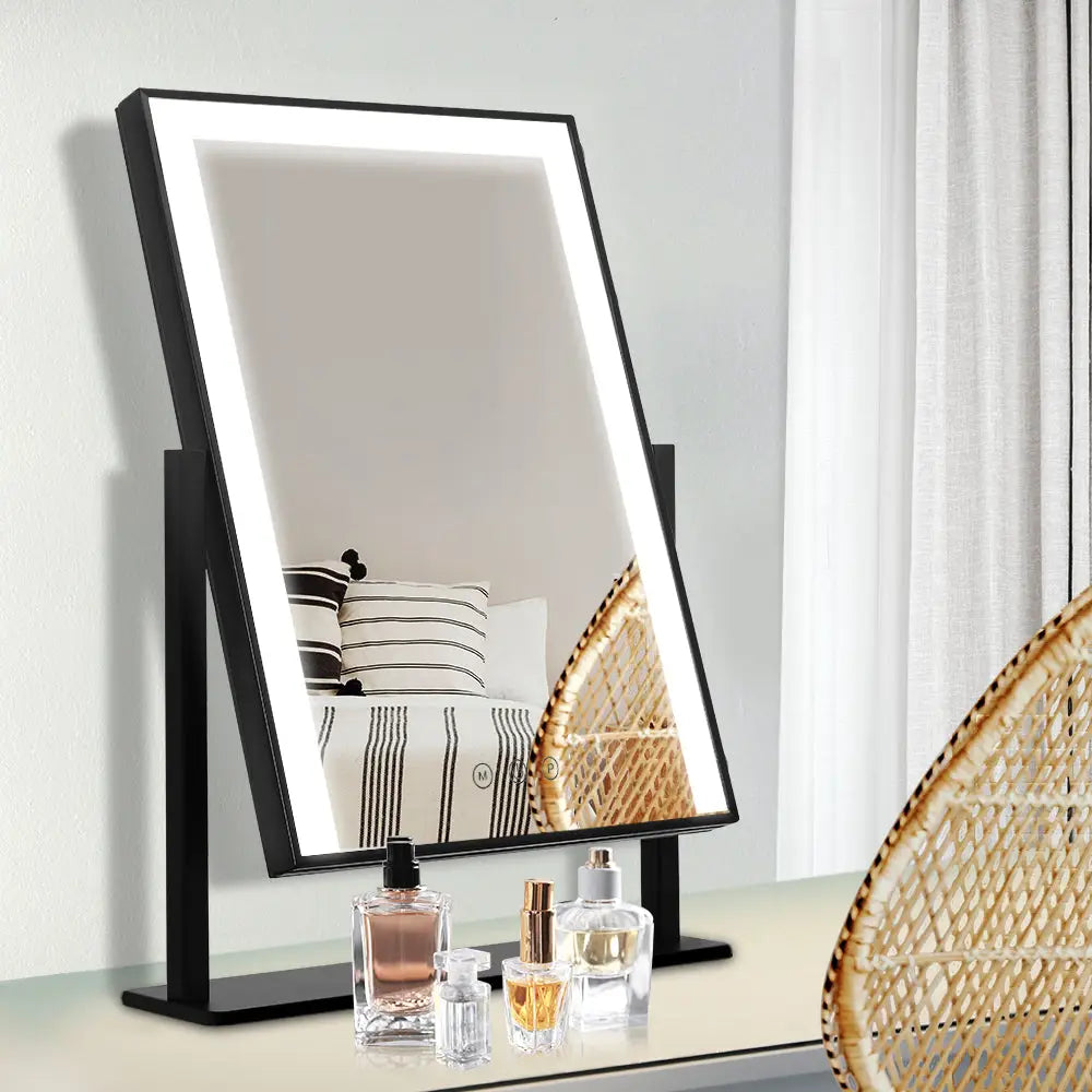 Embellir Makeup Mirror 30x40cm Hollywood Vanity with LED Light Rotation Black - Health & Beauty > Makeup > Makeup