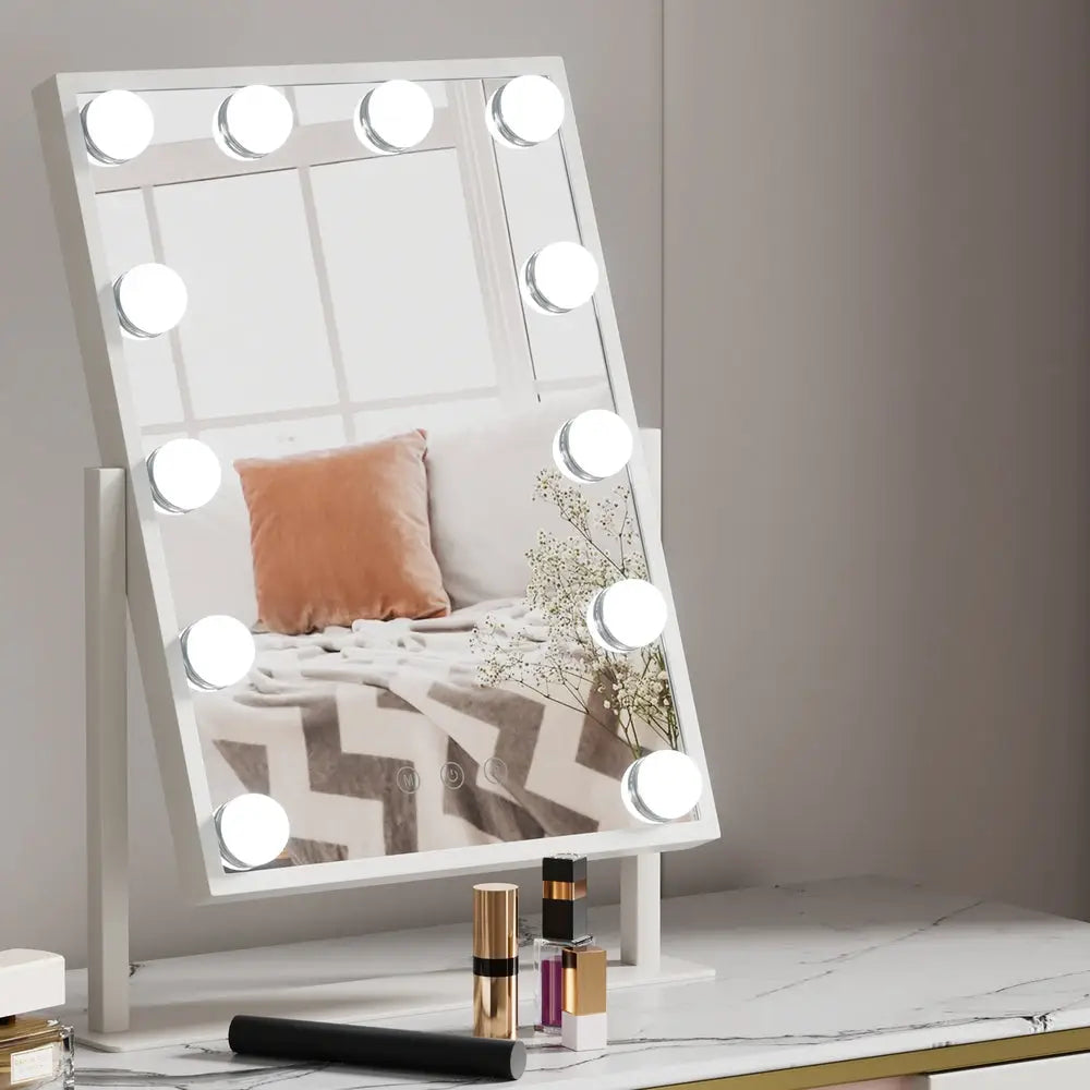 Embellir Makeup Mirror 30x41cm Hollywood Vanity with LED Light Rotation Tabletop - Health & Beauty > Makeup > Makeup