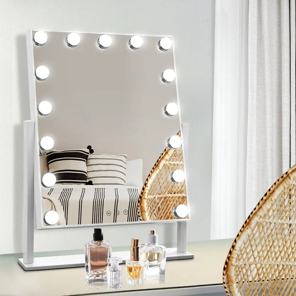 Embellir Makeup Mirror 40x50cm Hollywood Vanity with LED Light Rotation Tabletop - Health & Beauty > Makeup > Makeup