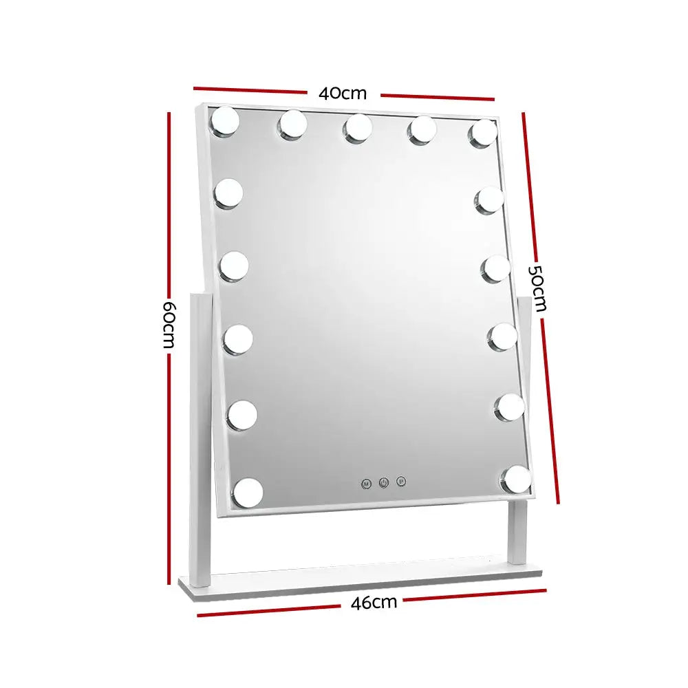Embellir Makeup Mirror 40x50cm Hollywood Vanity with LED Light Rotation Tabletop - Health & Beauty > Makeup > Makeup
