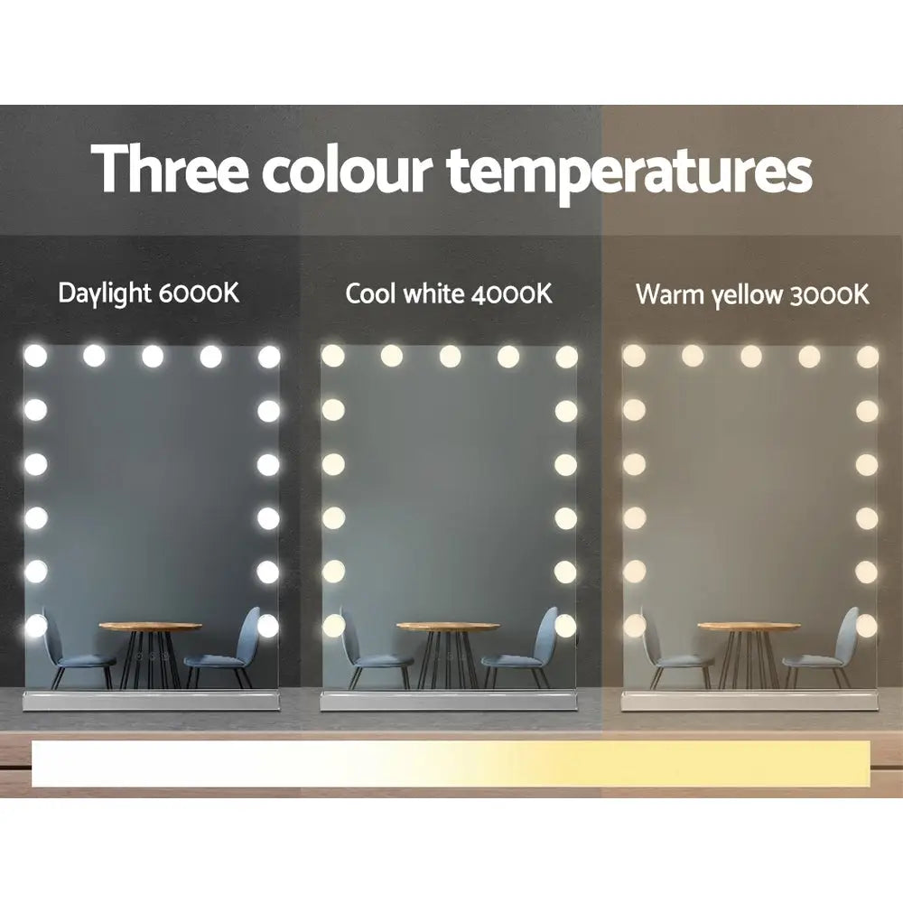 Embellir Makeup Mirror 43x61cm Hollywood Vanity with LED Light Tabletop Wall - Home & Garden > Decor > Mirrors