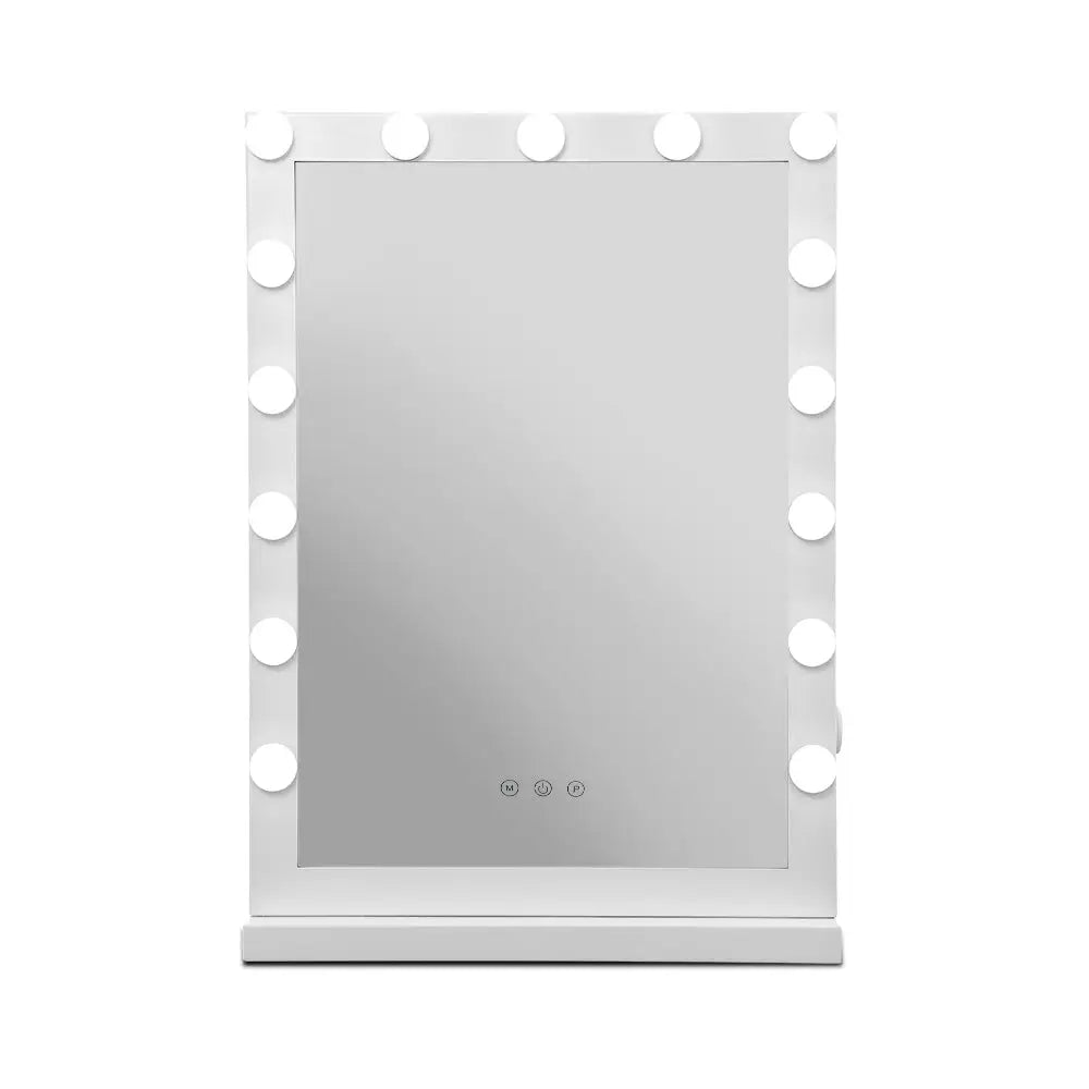 Embellir Makeup Mirror 43x61cm Hollywood Vanity with LED Light Tabletop White - Home & Garden > Decor > Mirrors