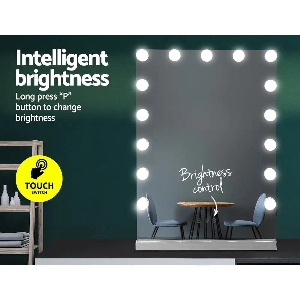 Embellir Makeup Mirror 43x61cm Hollywood Vanity with LED Light Tabletop Wall - Home & Garden > Decor > Mirrors