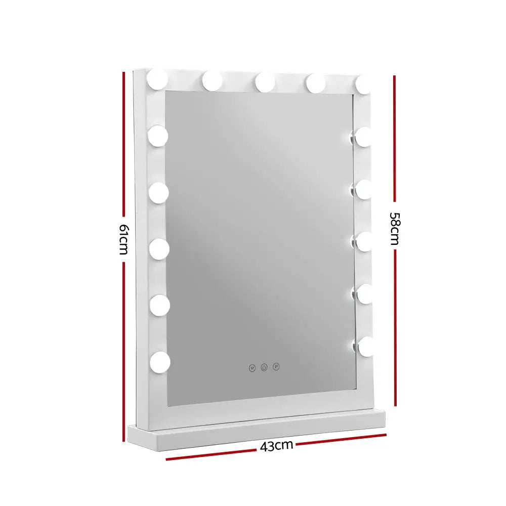 Embellir Makeup Mirror 43x61cm Hollywood Vanity with LED Light Tabletop White - Home & Garden > Decor > Mirrors