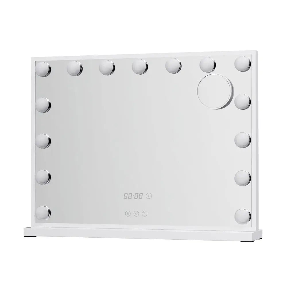 Embellir Makeup Mirror 58x45cm Hollywood Vanity with LED Light Tabletop White - Home & Garden > Decor > Mirrors
