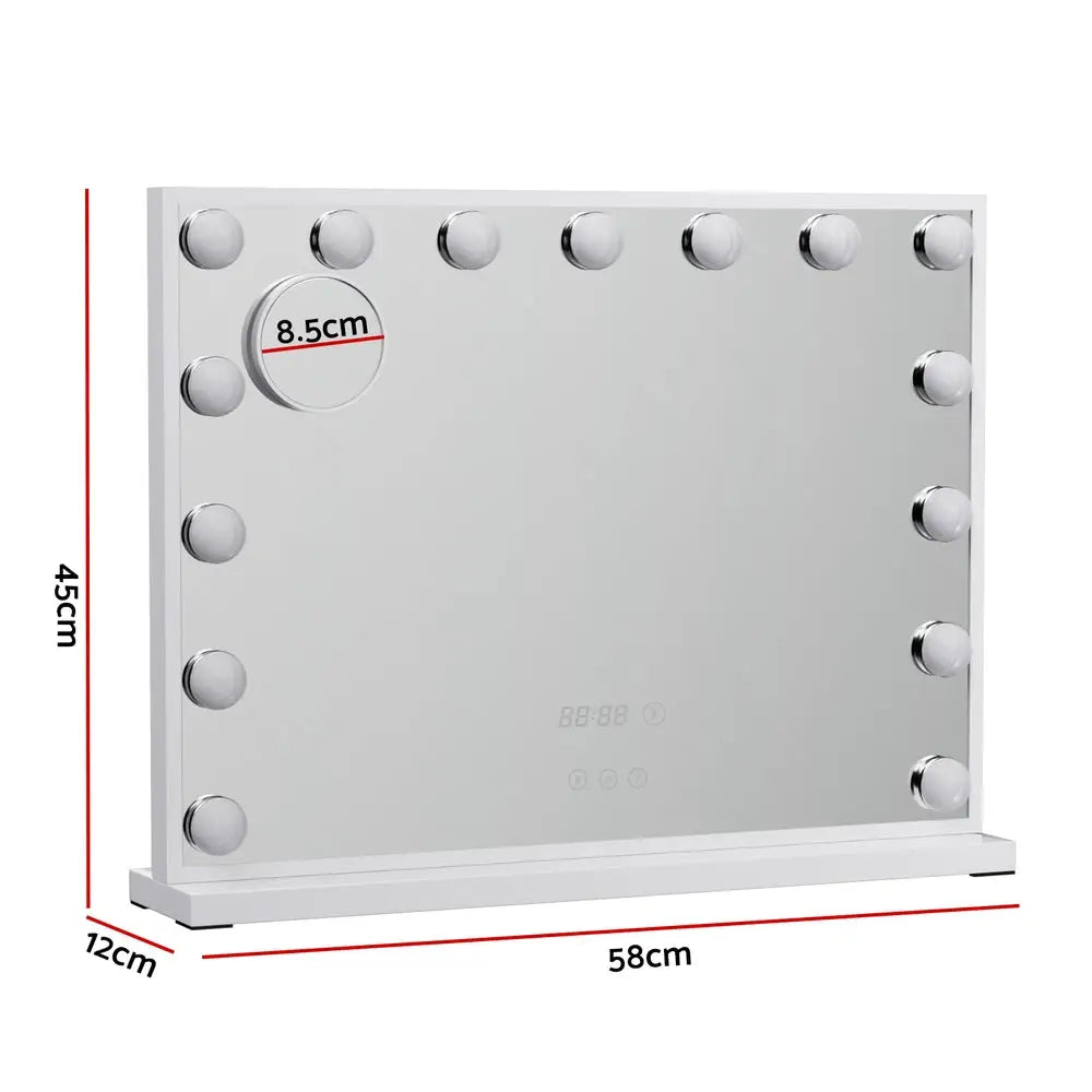 Embellir Makeup Mirror 58x45cm Hollywood Vanity with LED Light Tabletop White - Home & Garden > Decor > Mirrors