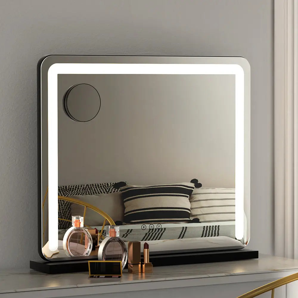 Embellir Makeup Mirror 60x50cm Hollywood Vanity with LED Light Tabletop Black - Health & Beauty > Makeup > Makeup