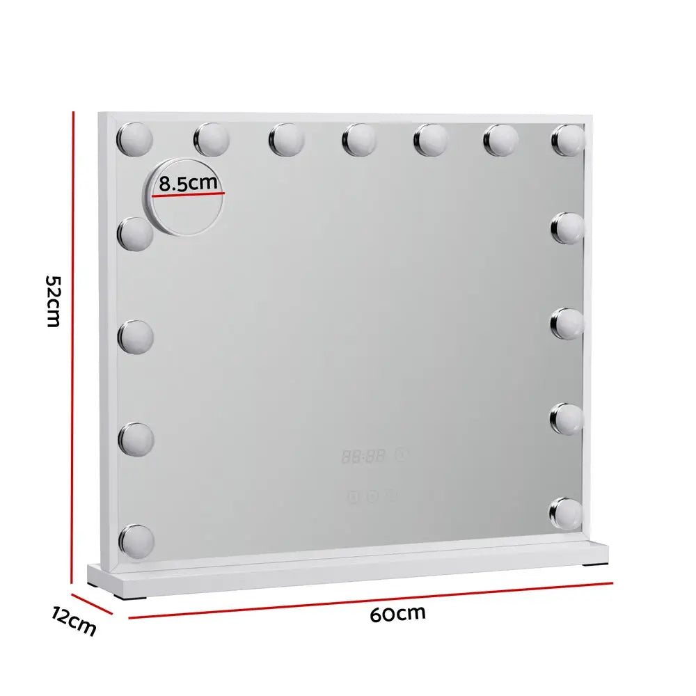 Embellir Makeup Mirror 60x52cm Hollywood Vanity with LED Light Tabletop White - Health & Beauty > Makeup > Makeup