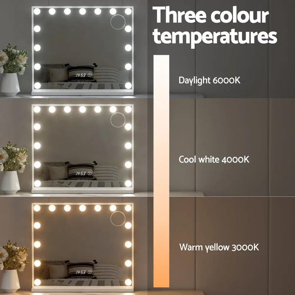 Embellir Makeup Mirror 60x52cm Hollywood Vanity with LED Light Tabletop White - Health & Beauty > Makeup > Makeup