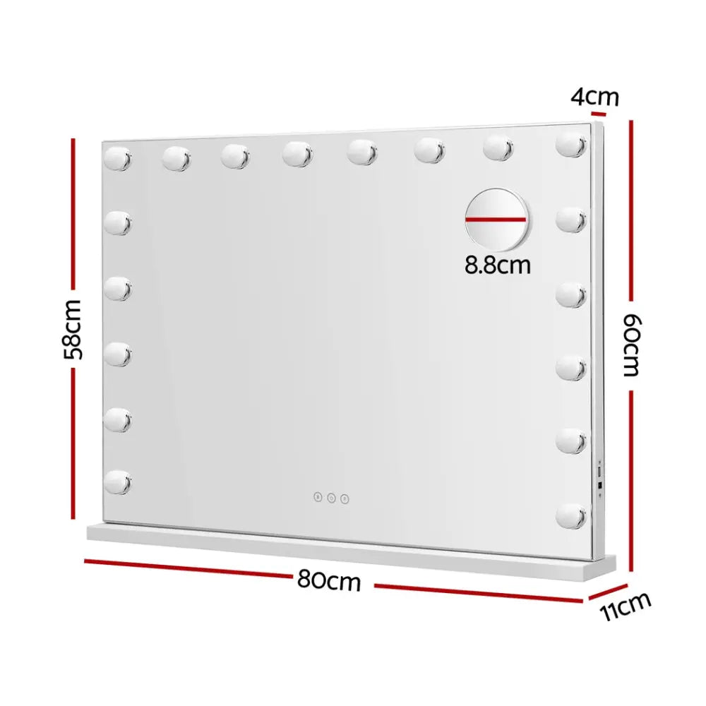 Embellir Makeup Mirror 80x58cm Hollywood Vanity with LED Light Tabletop Wall - Home & Garden > Decor > Mirrors