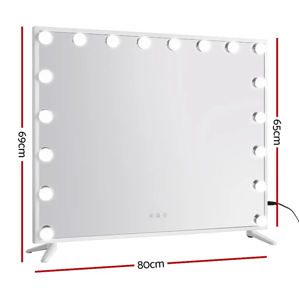 Embellir Makeup Mirror Hollywood 80x65cm 18 LED with Light Vanity Dimmable Wall - Furniture > Bathroom