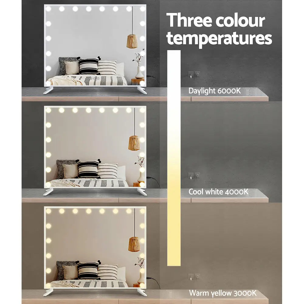 Embellir Makeup Mirror Hollywood 80x65cm 18 LED with Light Vanity Dimmable Wall - Furniture > Bathroom