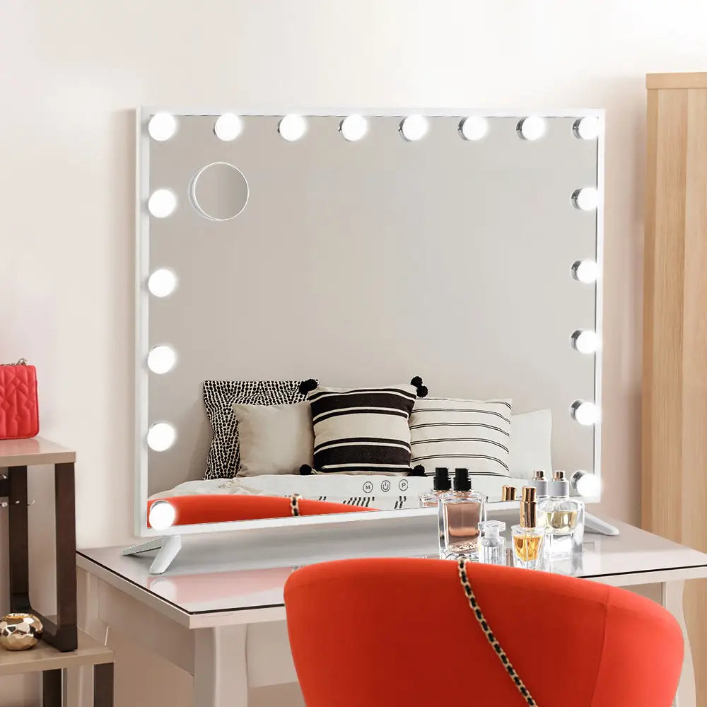 Embellir Makeup Mirror Hollywood 80x65cm 18 LED with Light Vanity Dimmable Wall - Furniture > Bathroom