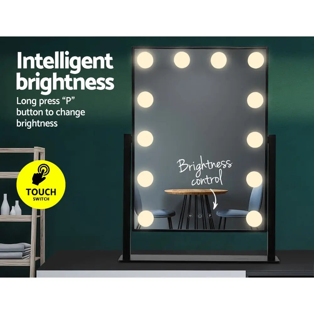 Embellir Makeup Mirror Hollywood with Light Round 360° Rotation Tabletop 12 - Health & Beauty > Makeup Mirrors