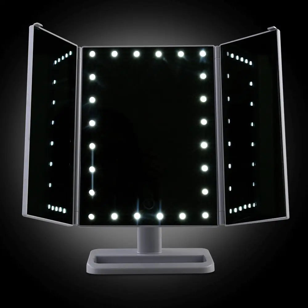 Embellir Makeup Mirror with 24 LED light Tri-fold Dimmable Tabletop Storage - Health & Beauty > Makeup Mirrors