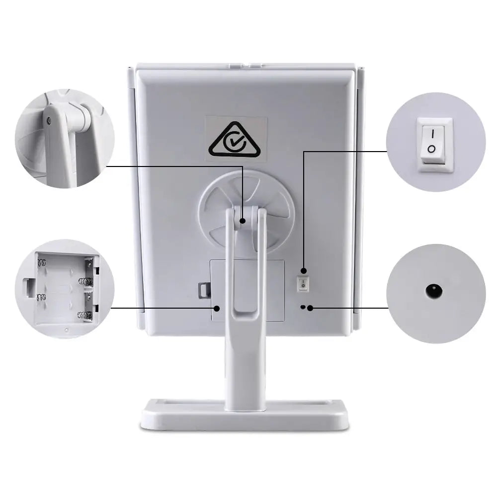 Embellir Makeup Mirror with 24 LED light Tri-fold Dimmable Tabletop Storage - Health & Beauty > Makeup Mirrors